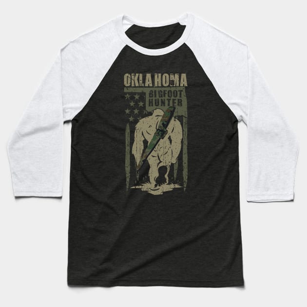 Oklahoma Bigfoot Hunter Baseball T-Shirt by Tesszero